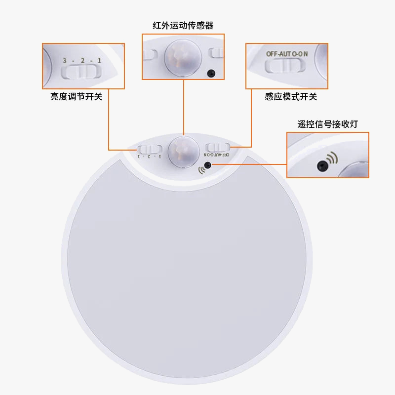 Rechargeable LED ceiling light with motion sensor, dimmable and remote control