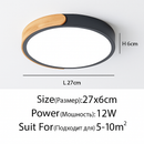 Round LED ceiling light in metal and curved wood macaron