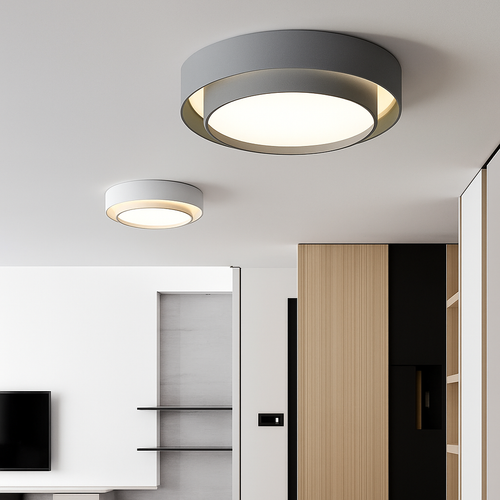 Modern round LED ceiling light with remote for decoration - vue 4 sur 15