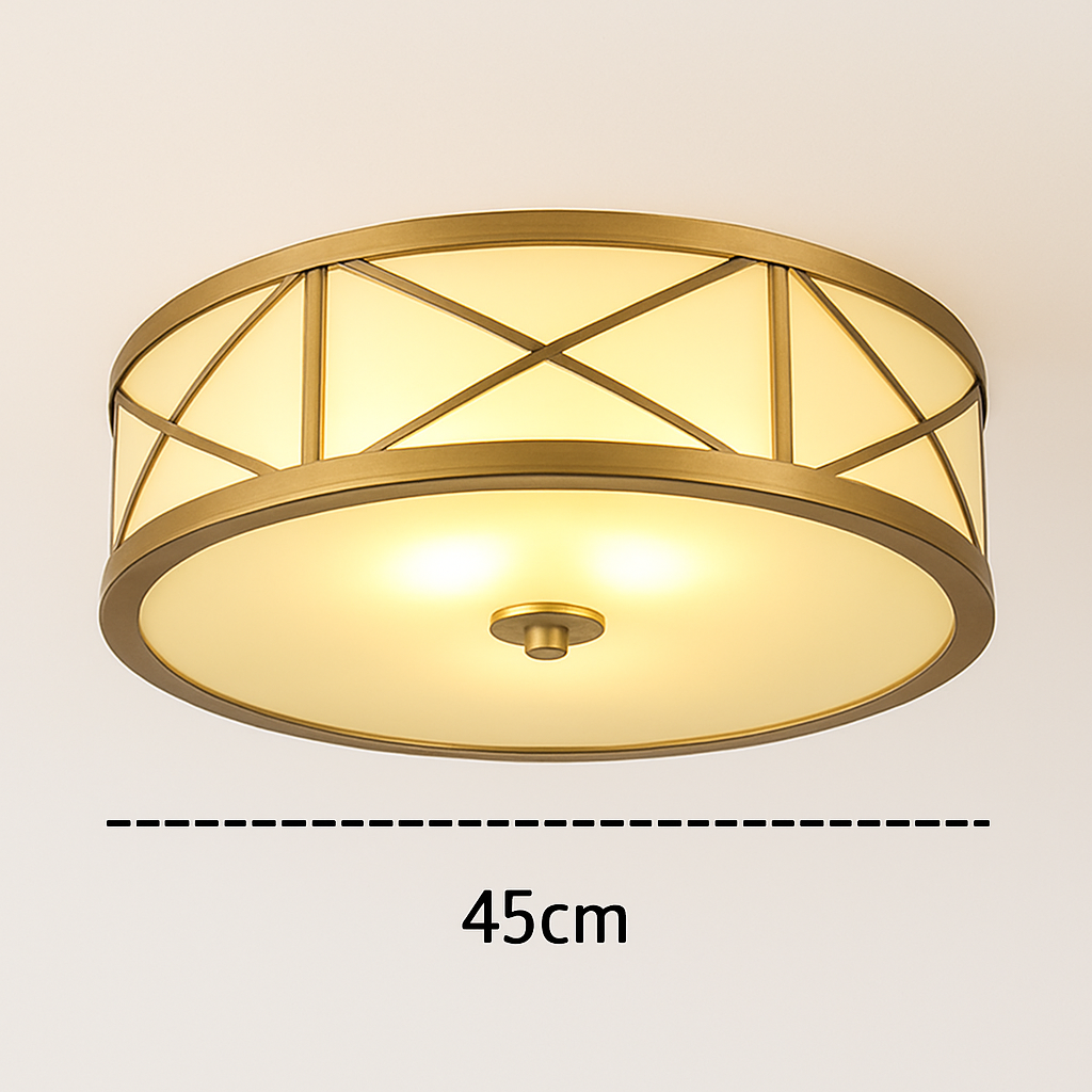 Modern minimalist round pure copper LED ceiling light, American seiko style - vue 9 sur 10