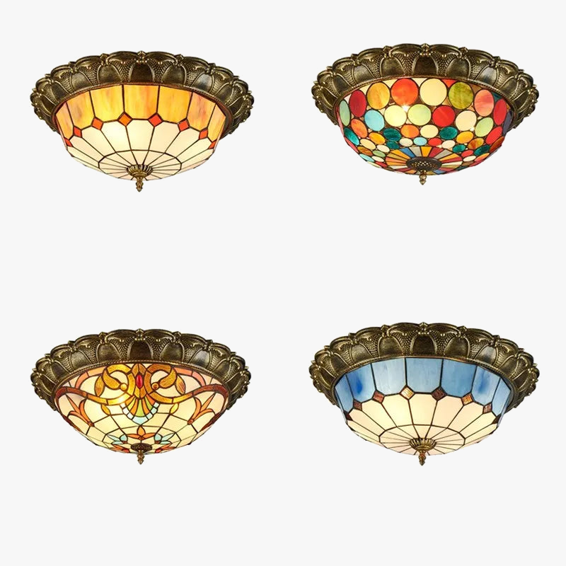 Classic stained glass LED ceiling light for decorative indoor lighting