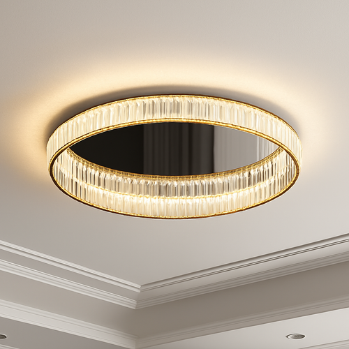 Modern luxury ceiling light round golden LED - vue 2 sur 13
