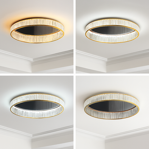 Modern luxury ceiling light round golden LED - vue 4 sur 13