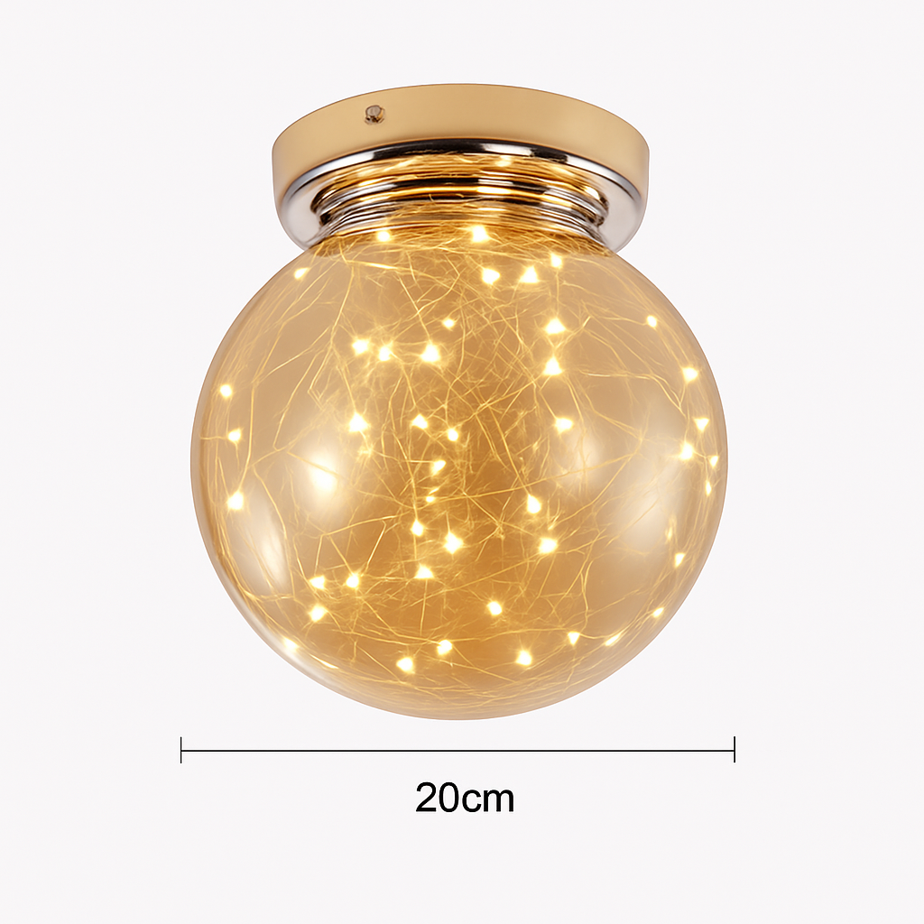 Modern LED ceiling light with Duna glass globe - vue 11 sur 11
