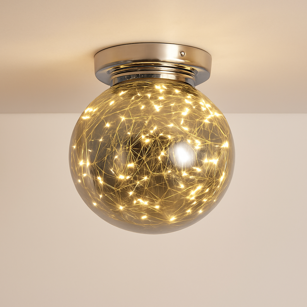 Modern LED ceiling light with Duna glass globe - vue 8 sur 11