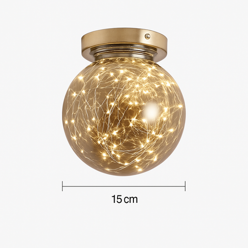Modern LED ceiling light with Duna glass globe - vue 10 sur 11