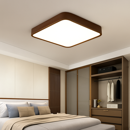 Modern solid wood LED ceiling light - vue 4 sur 16