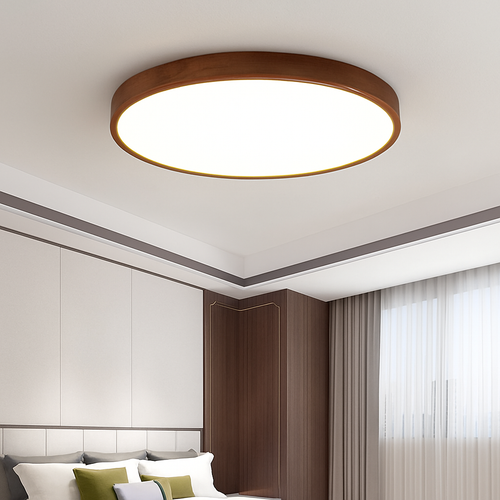 Evelyn modern geometric wood LED ceiling light - vue 4 sur 16