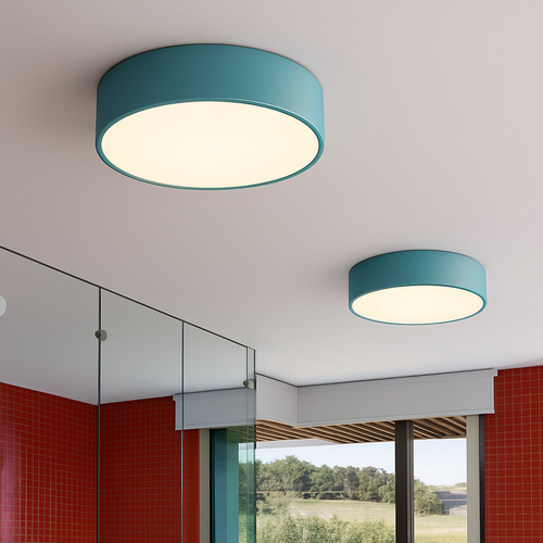 Modern circular LED ceiling light in coloured metal Beryl - vue 5 sur 5