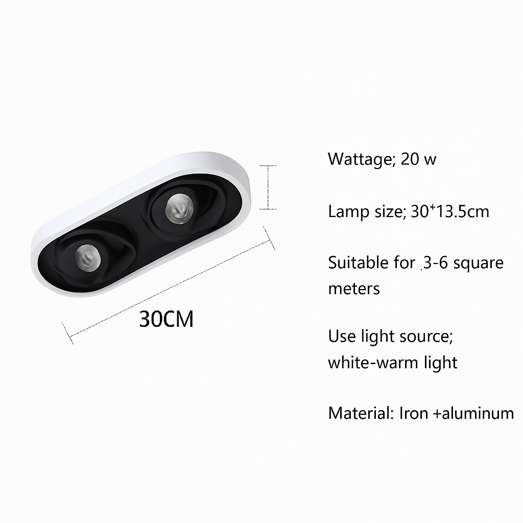 Modern oval LED ceiling light with adjustable angle charly - vue 7 sur 9