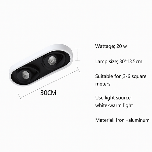 Modern oval LED ceiling light with adjustable angle charly - vue 7 sur 9
