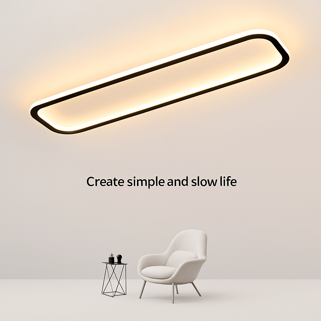 Modern rectangular LED ceiling light with creative lighting