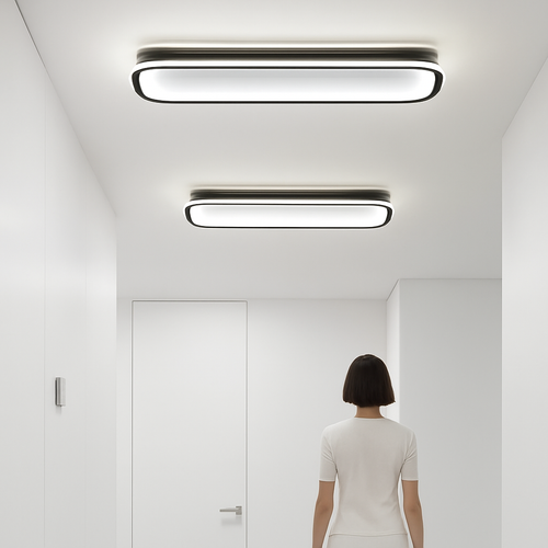 Modern rectangular LED ceiling light with creative lighting - vue 5 sur 10