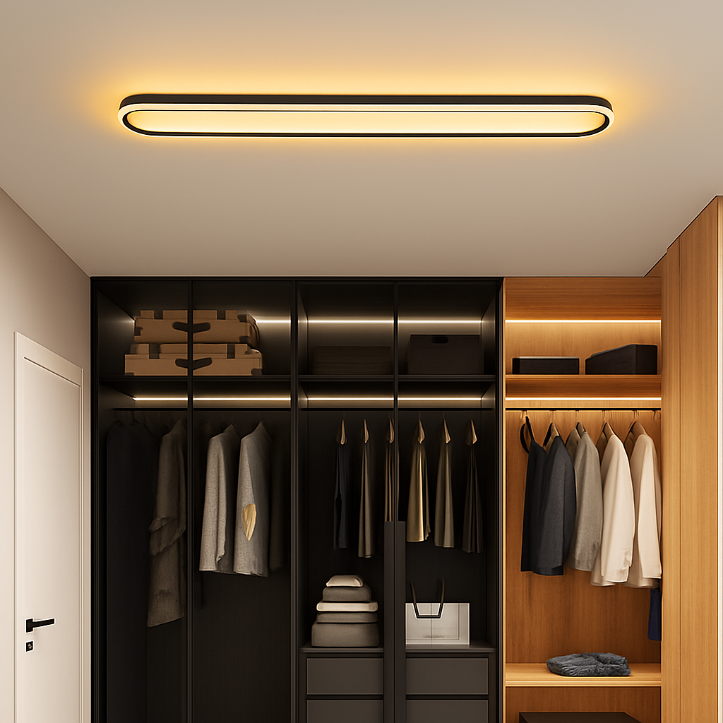 Modern rectangular LED ceiling light with creative lighting - vue 5 sur 10