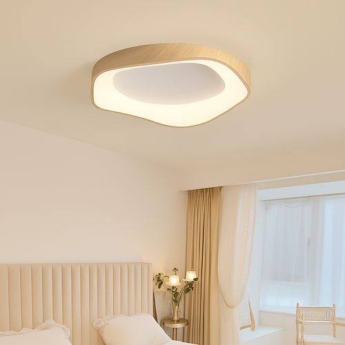 Modern round wooden ceiling light - vue 2 sur 14