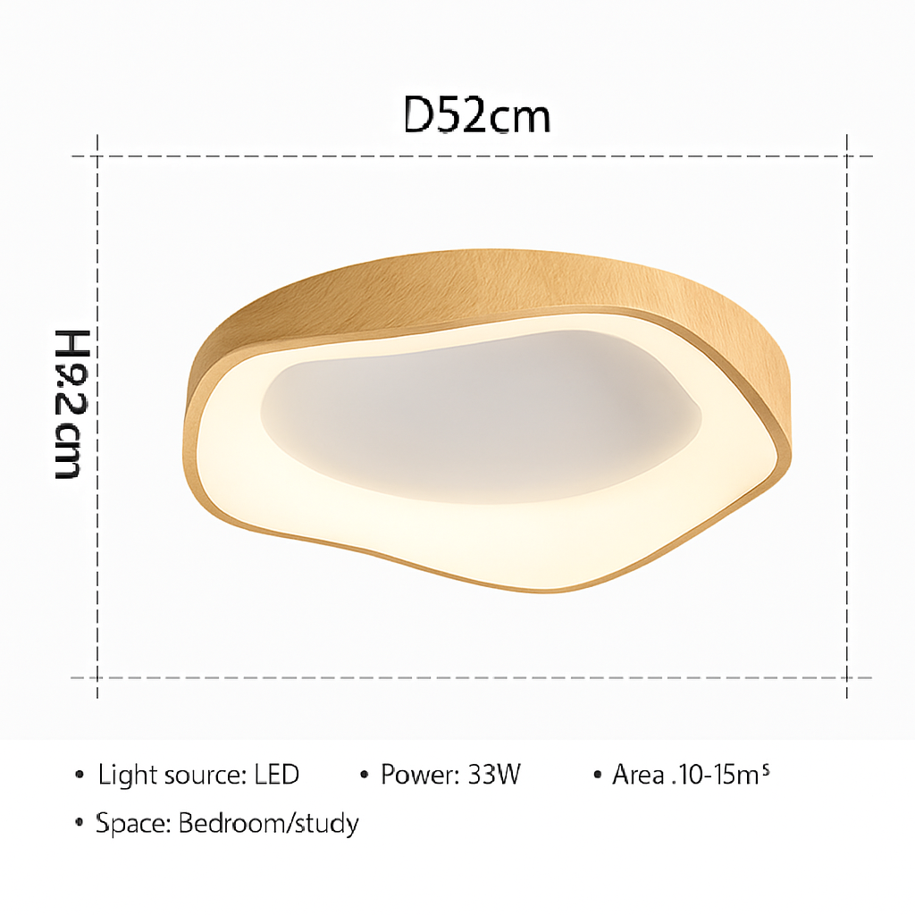 Modern round wooden ceiling light - vue 4 sur 14