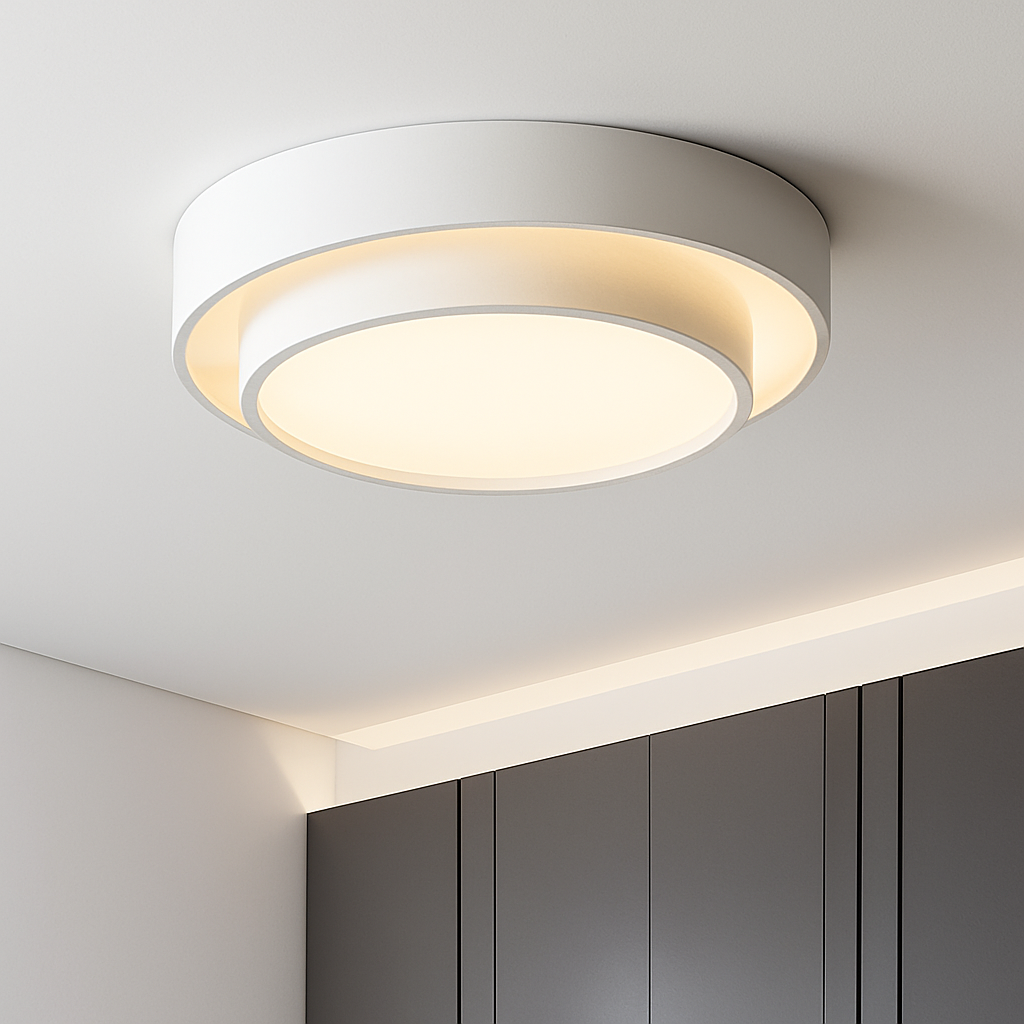 Modern round LED ceiling light art design for studio, kitchen, bedroom, hallway, balcony, corridor – white designer ceiling lamp