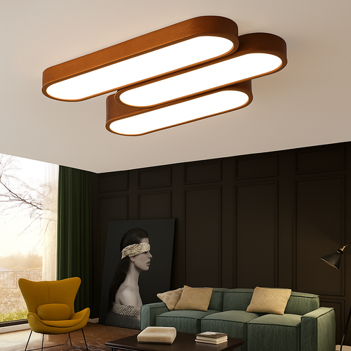 Scandinavian rectangular LED ceiling light with rounded corners Agara - vue 3 sur 11