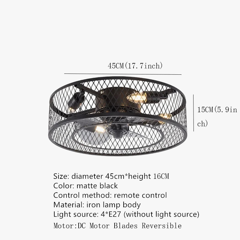 Industrial style remote control ceiling fan for loft