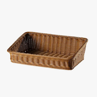 rattan serving tray with handles for storage