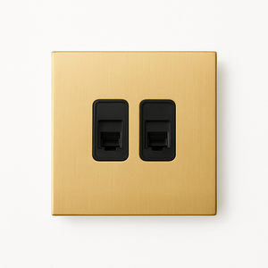 Prise double RJ45 en acier doré brossé