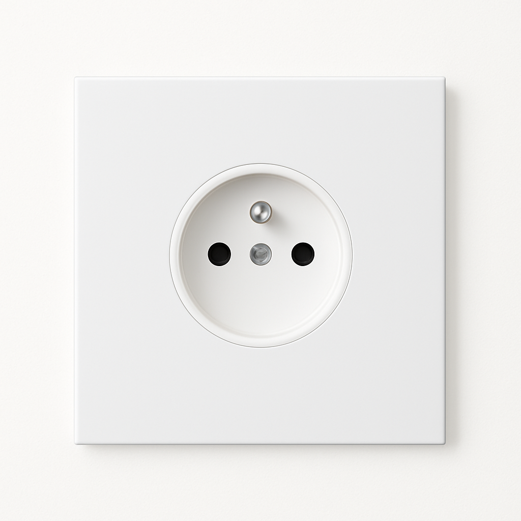 Matte white steel electrical socket