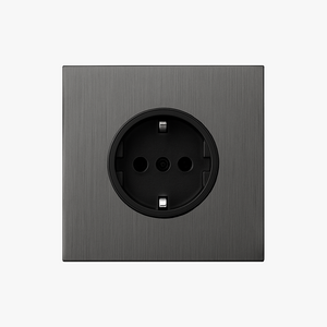 European electrical socket in brushed grey steel