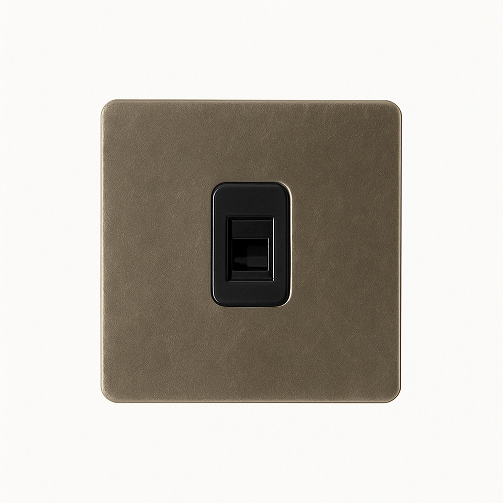 Antique bronze steel RJ45 socket with rounded edges