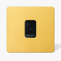 Brushed gold steel RJ45 socket with rounded edges