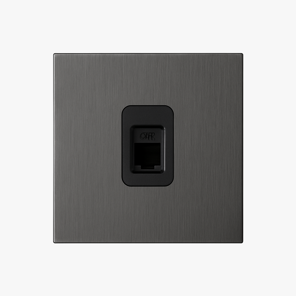 Brushed grey steel RJ45 socket