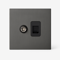 Brushed grey steel TV and RJ45 socket