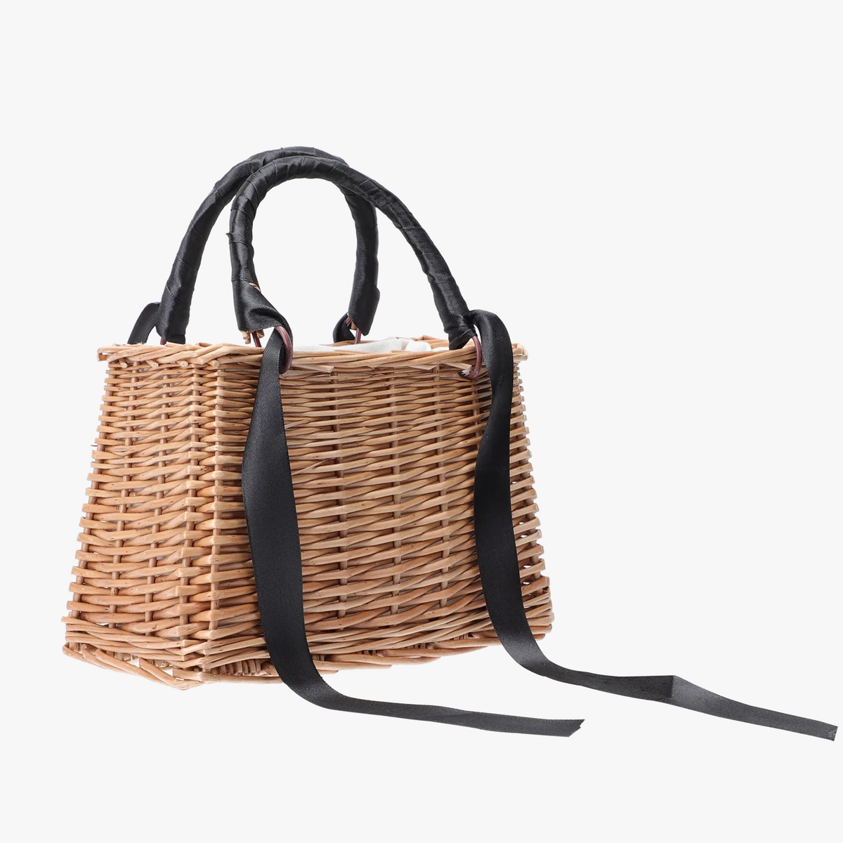 straw handbag with rattan flower basket