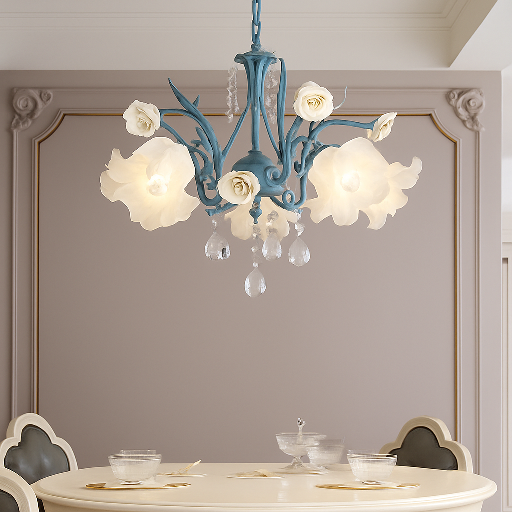 SANDYHA modern pendant light French floral glass crystal chandelier luxury design