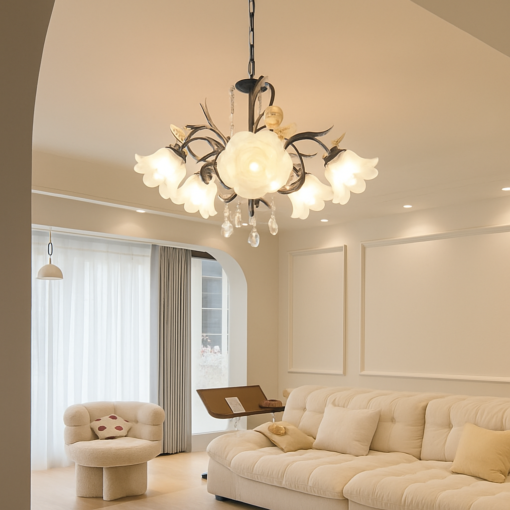 SANDYHA modern pendant light French floral glass crystal chandelier luxury design