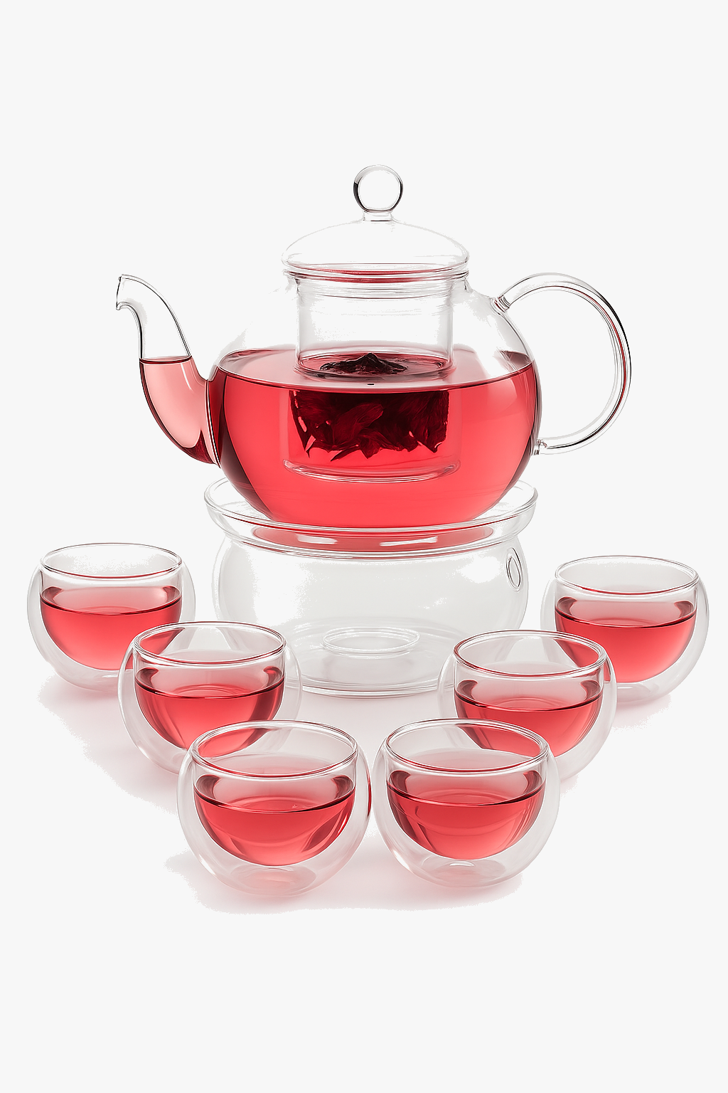 Borosilicate glass double wall tea set with infuser