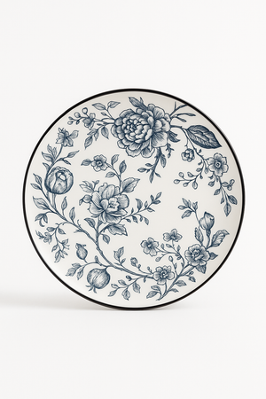 Country-style ceramic plate set with floral design