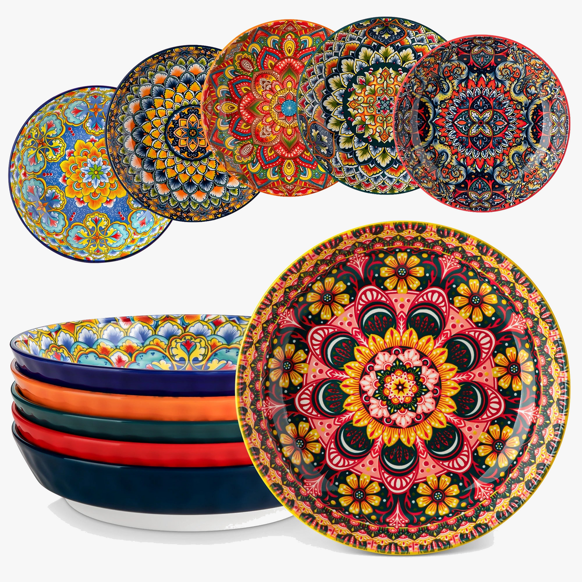 Bohemian floral ceramic dinnerware set