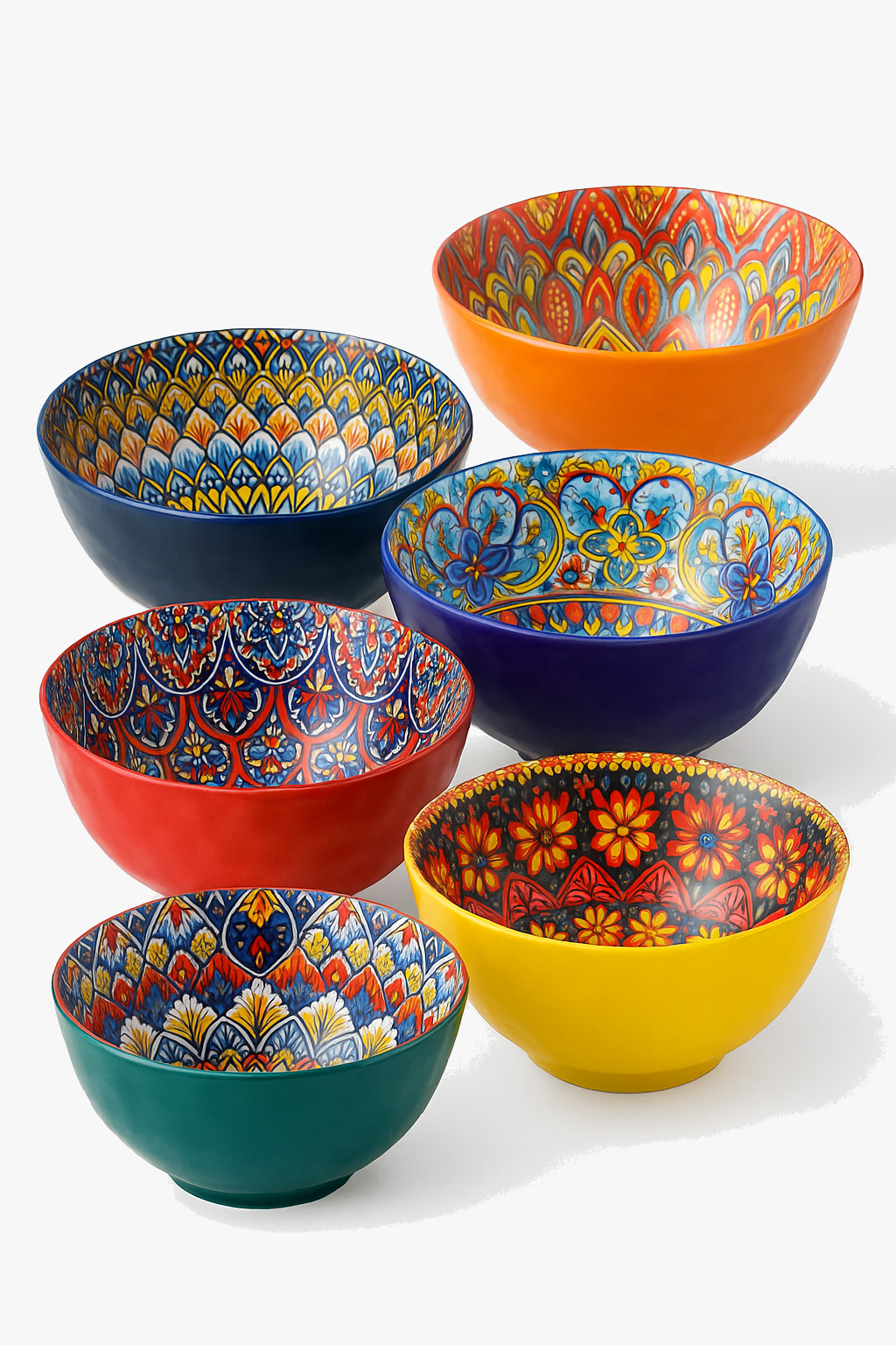 Complete bohemian style floral ceramic dinnerware set