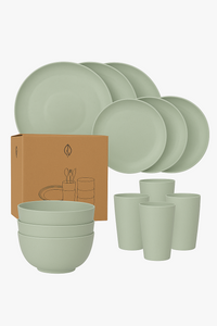 Unbreakable wheat straw tableware set for camping