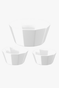 Elegant marble-effect ceramic bowl set of 3