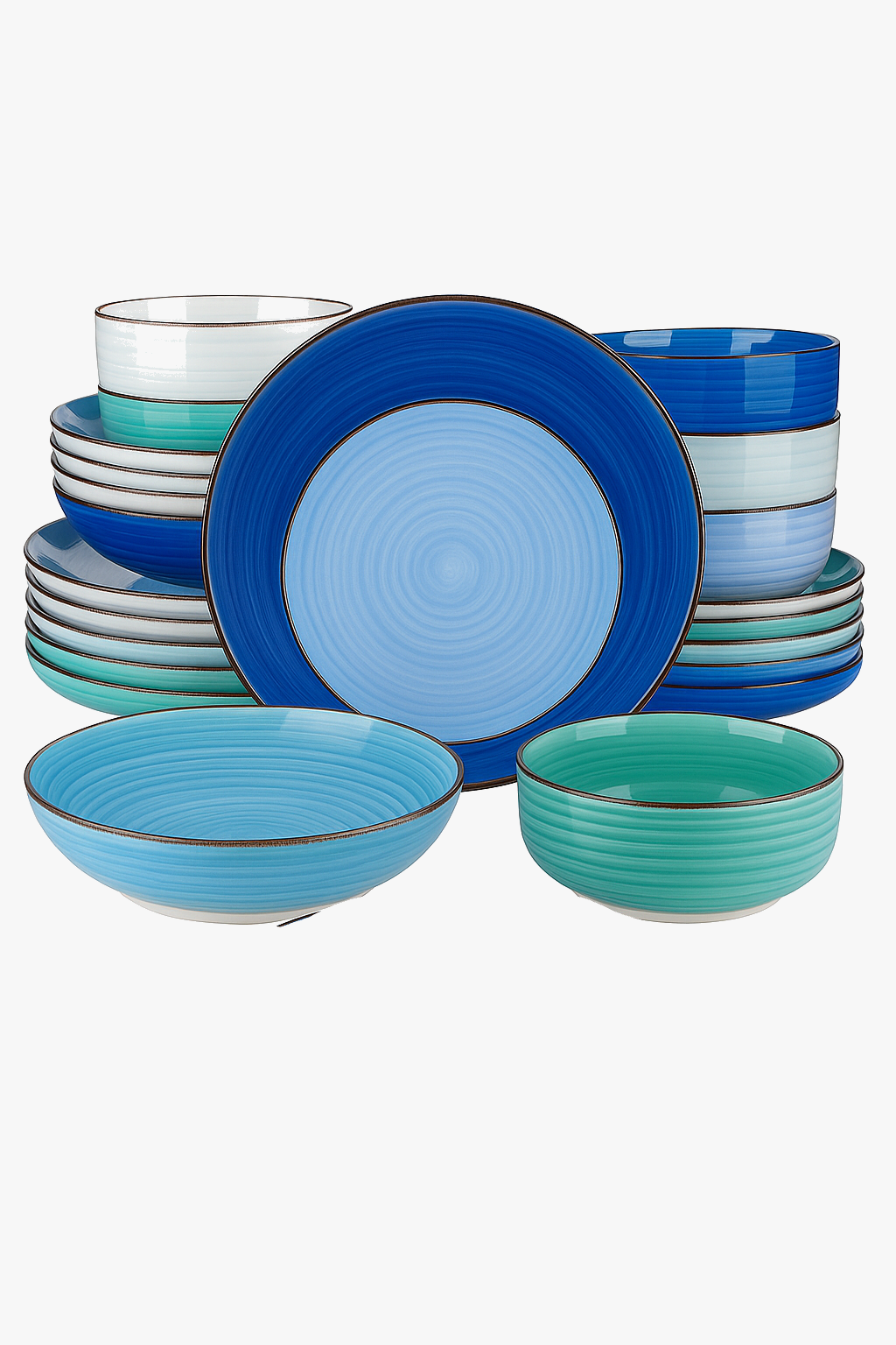 Hand-painted spiral pattern ceramic dinnerware set