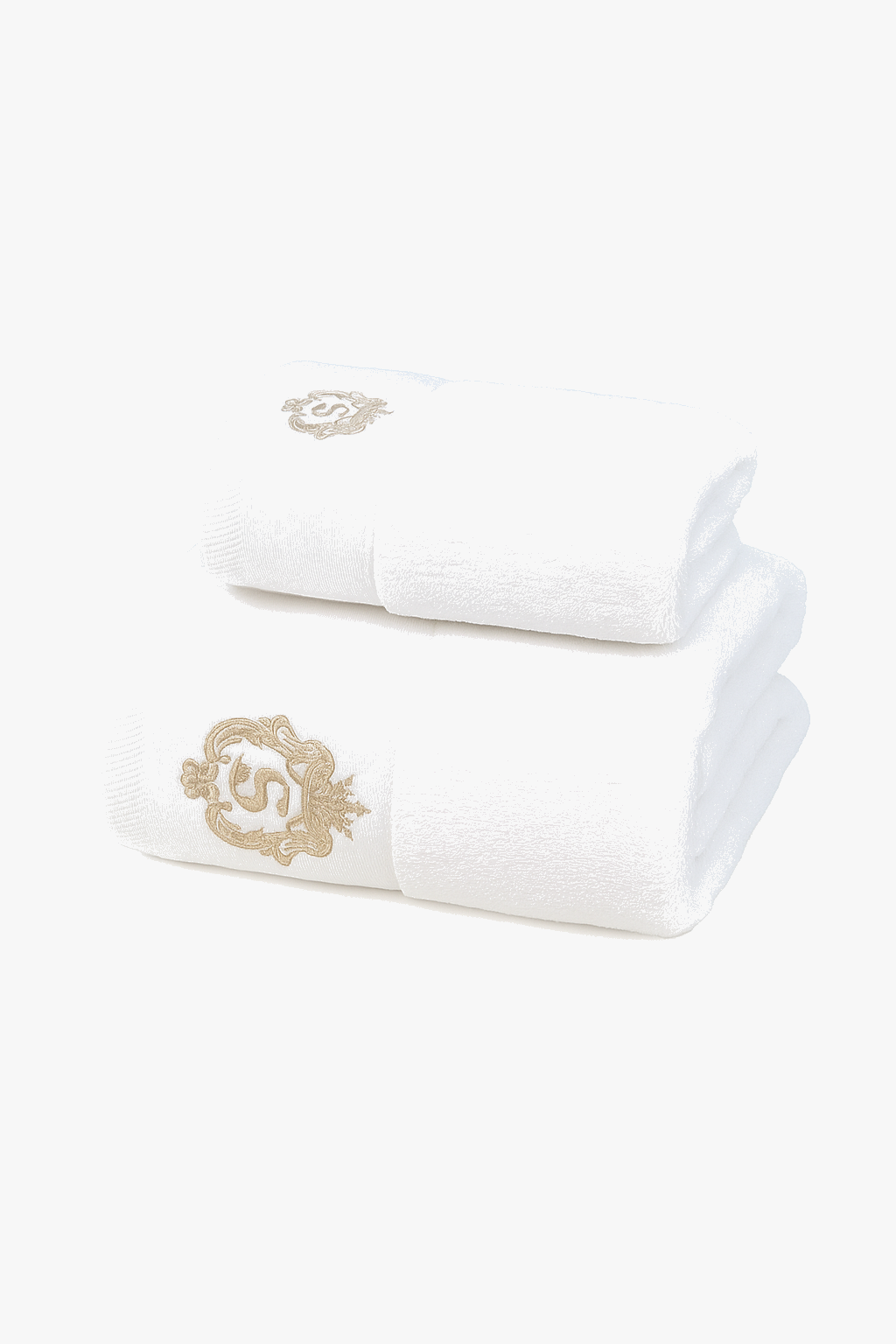 Set of 2 cotton jacquard embroidered bath towels