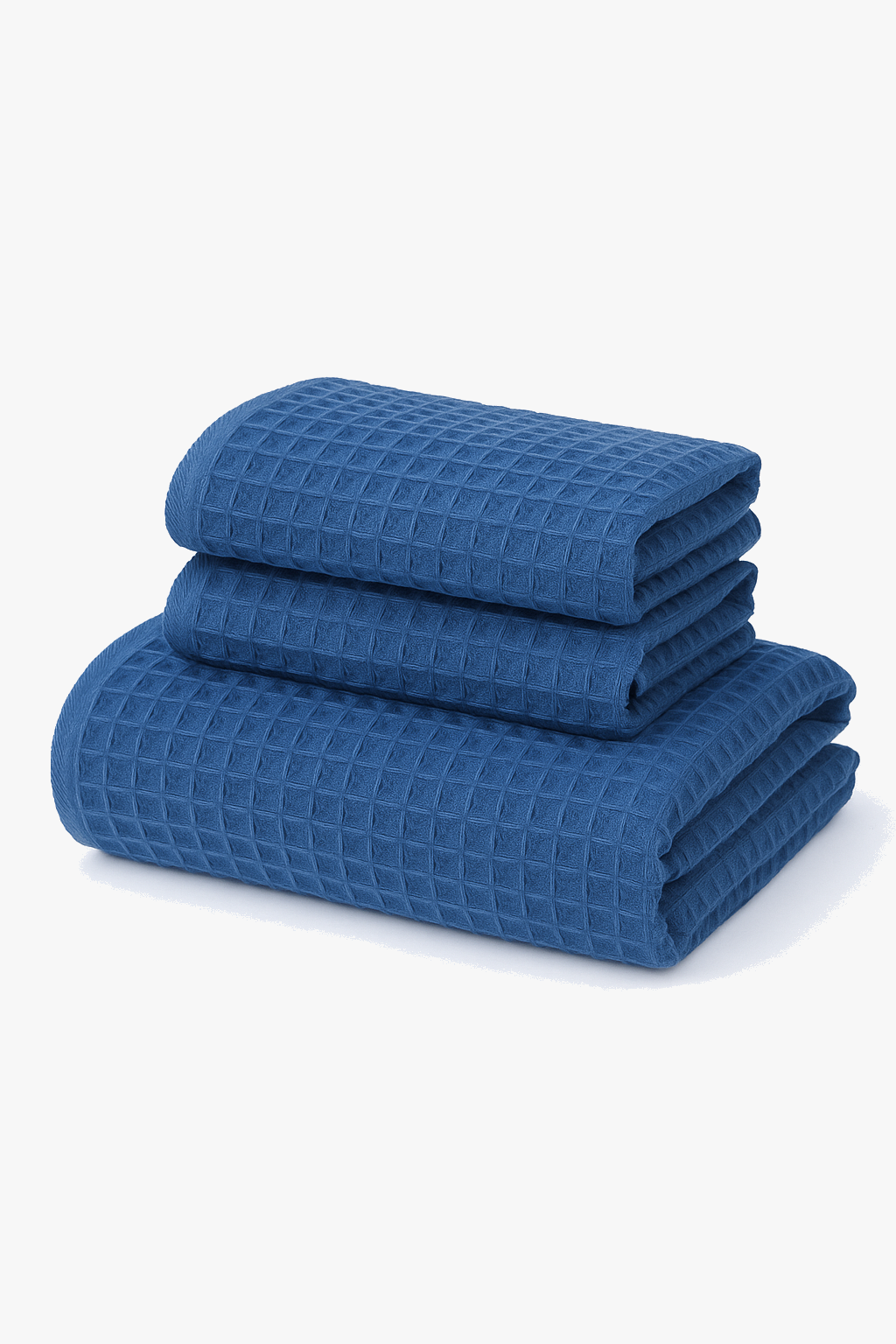 Waffled cotton bath towel set, pack of 3, highly absorbent