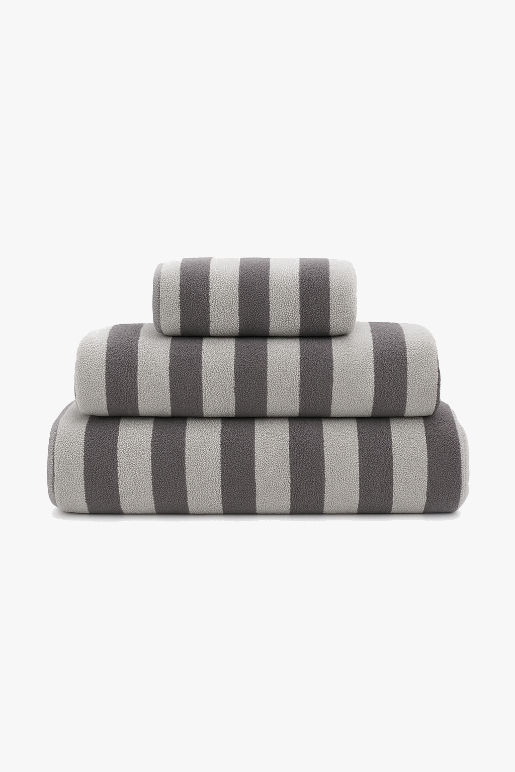 Set of 3 soft absorbent striped bath towels
