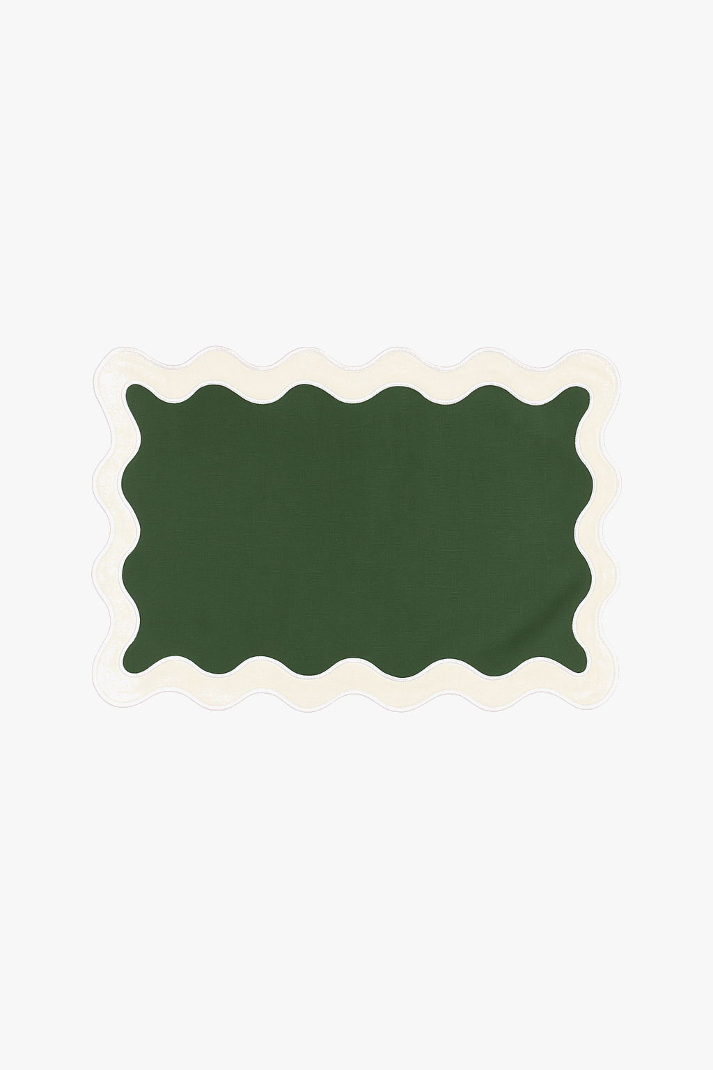 Embroidered cotton placemat with vintage wavy edge