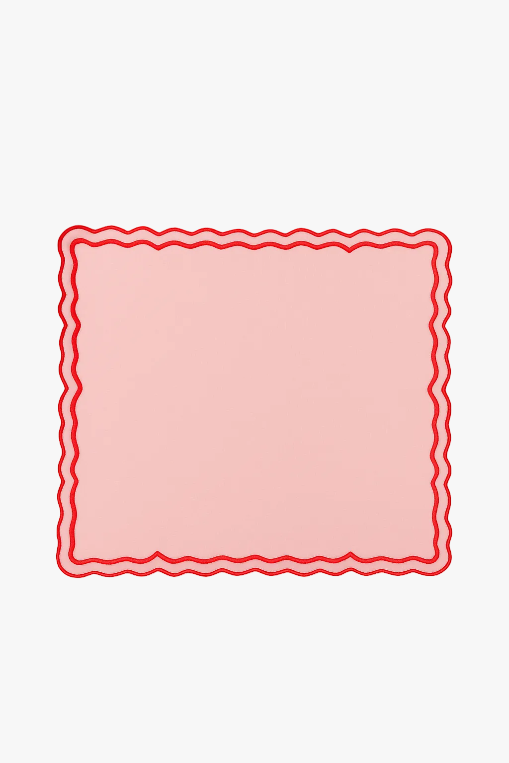 Embroidered cotton placemat with vintage wavy edge