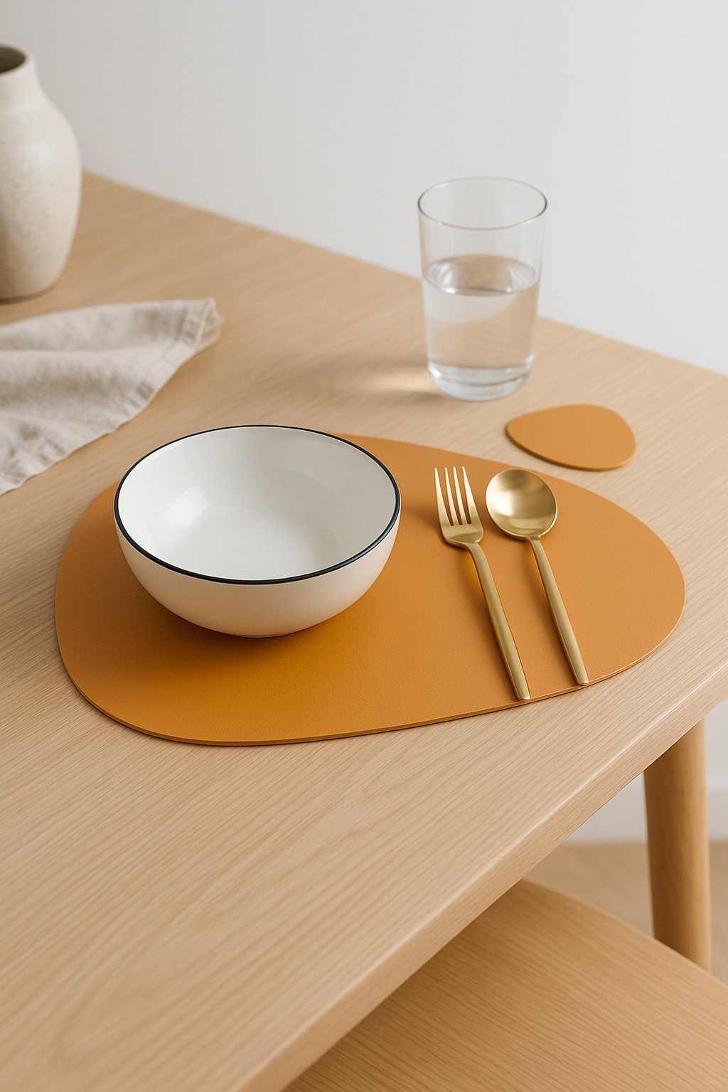 Irregular waterproof PU leather placemat set