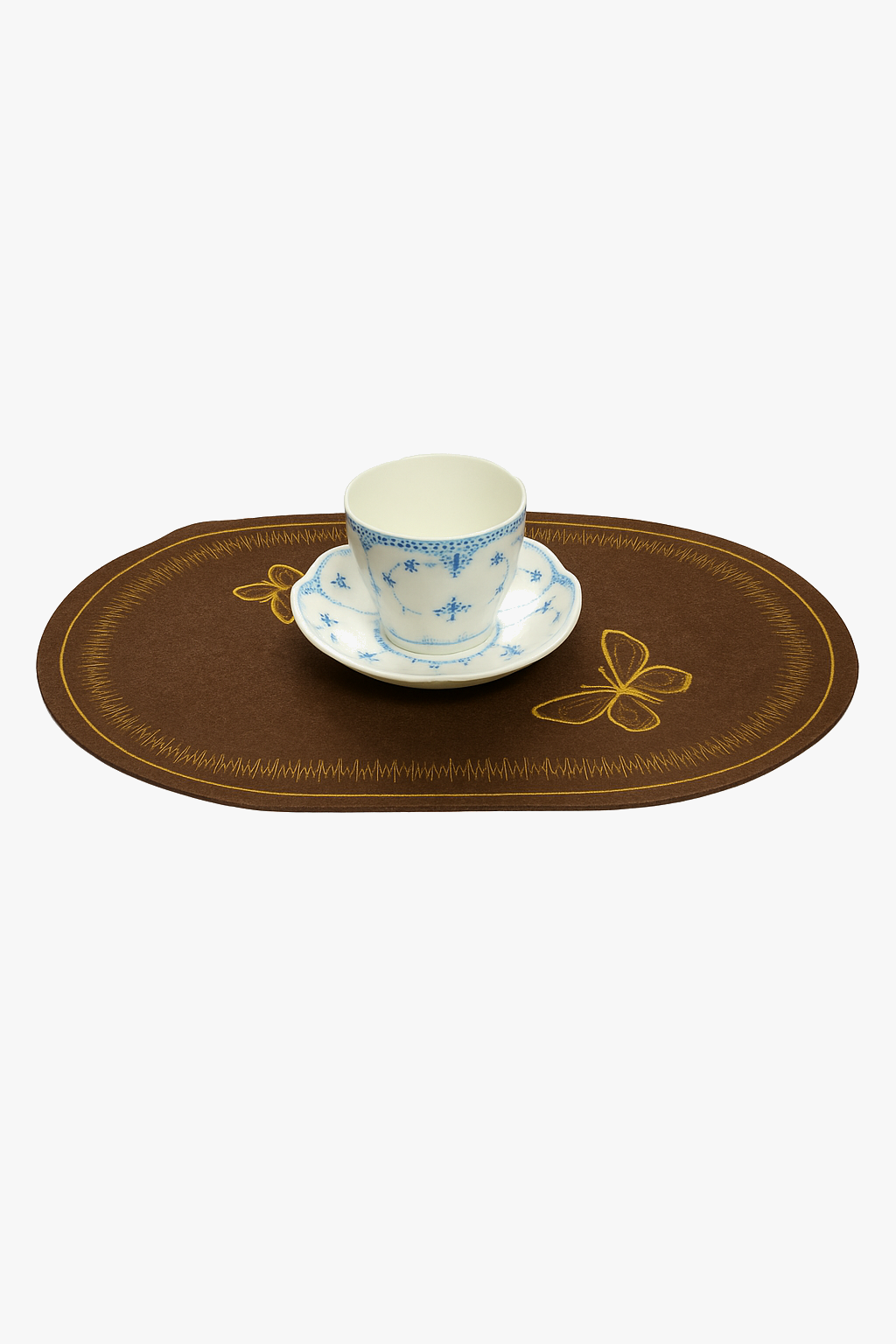 Embroidered linen placemat, washable classic style