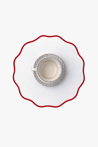 Embroidered linen placemat set classic style washable