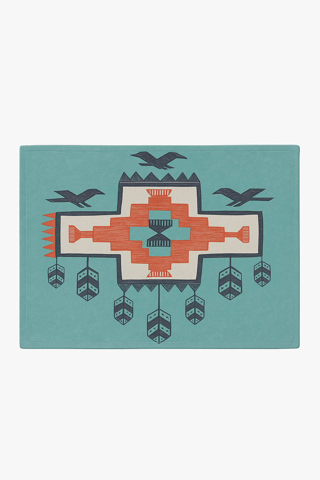 Washable tribal folk bird placemat set